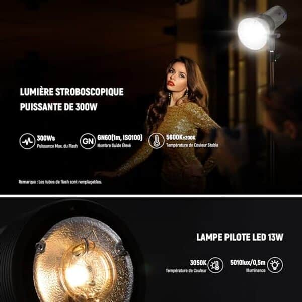 Découvrez le flash de studio Neewer Q300, un modèle alliant compacité et performance pour des photos parfaitement éclairées. Optimisé pour les studios de photographie, ce flash est idéal pour les professionnels en quête d'efficacité.