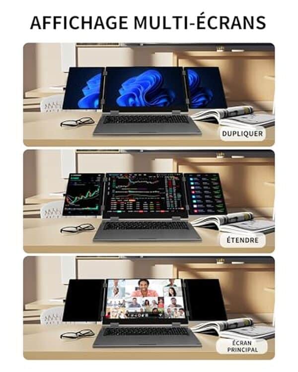 Découvrez notre test approfondi du PC portable kooforway doté de 3 écrans : performances, multitâche optimisé avec 32 Go de RAM et 2 To SSD, idéal pour les professionnels en mouvement.