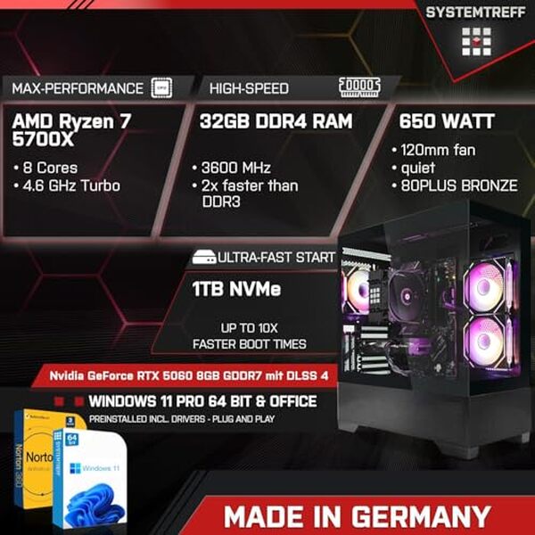 Découvrez notre analyse détaillée du pc gamer Systemtreff AMD Ryzen 7 5700X. Explorez ses performances exceptionnelles, sa puissance et ses caractéristiques qui le rendent incontournable pour les passionnés de jeux vidéo.
