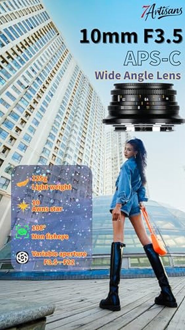 Explorez les performances impressionnantes de l'objectif ultra grand angle 7Artisans 10mm F3.5 pour Sony E-Mount. Idéal pour les amateurs de photographie grand angle.