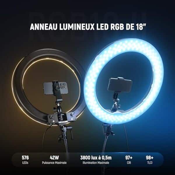 Découvrez notre test détaillé du nEEWER RGB18 II, l'anneau lumineux RGB idéal pour vos vlogs et selfies. Caractéristiques, performances et avis d'experts inclus.