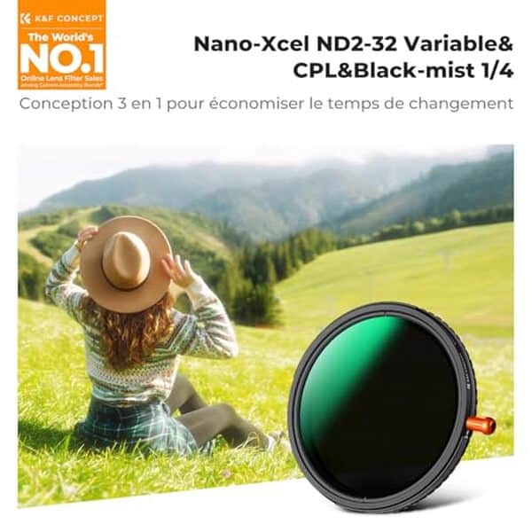 Découvrez notre test complet du filtre K&F Concept 72mm nano-X 3-en-1 avec nD2-32, cPL et Black-Mist : performances, qualité et verdict final.