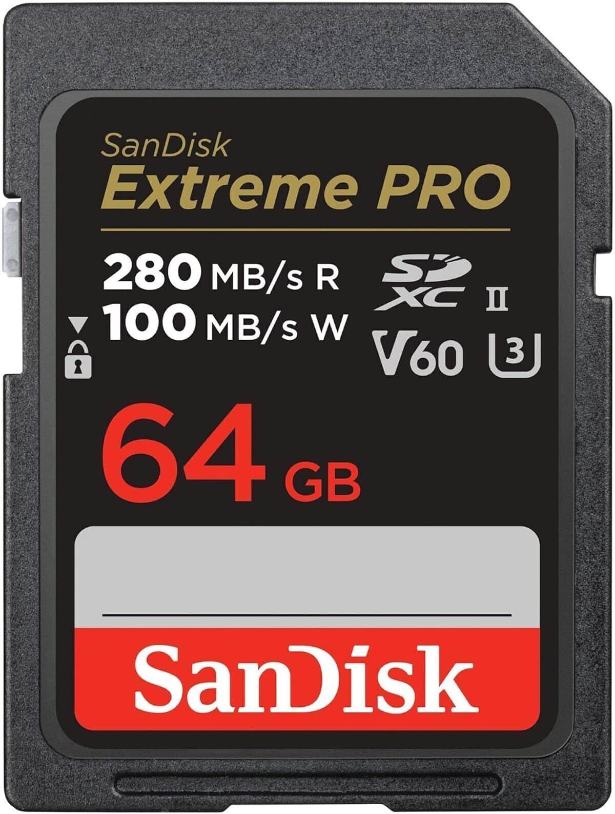 Test de la carte SDXC SanDisk Extreme Pro 64 Go : vitesse de 280 Mo/s