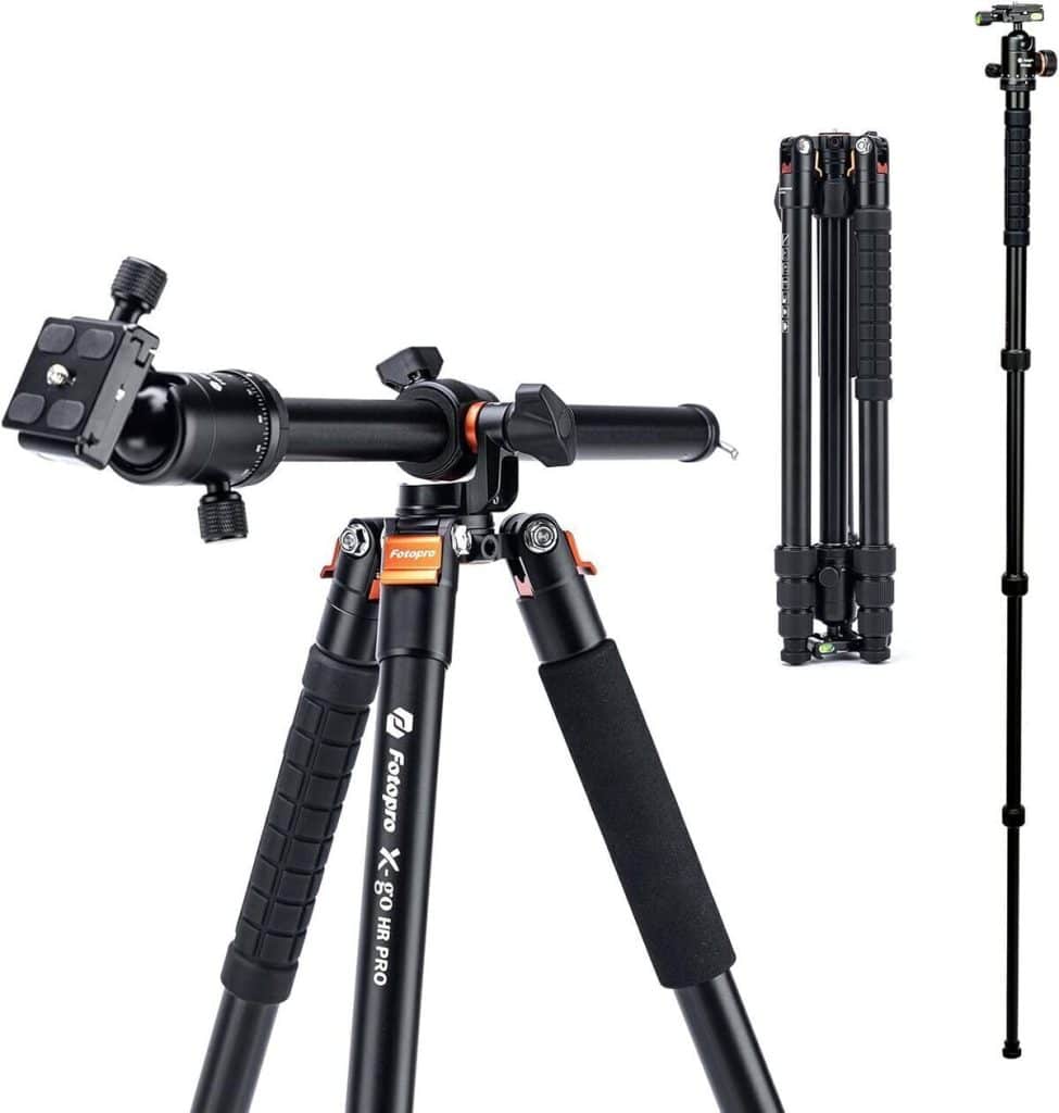 Test : trépied horizontal Fotopro, 184 cm avec colonne centrale multi-angle
