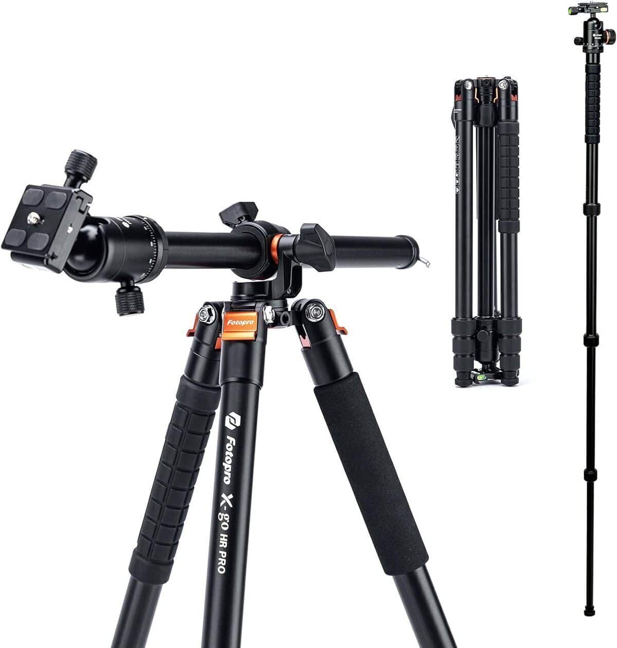 Test : trépied horizontal Fotopro, 184 cm avec colonne centrale multi-angle