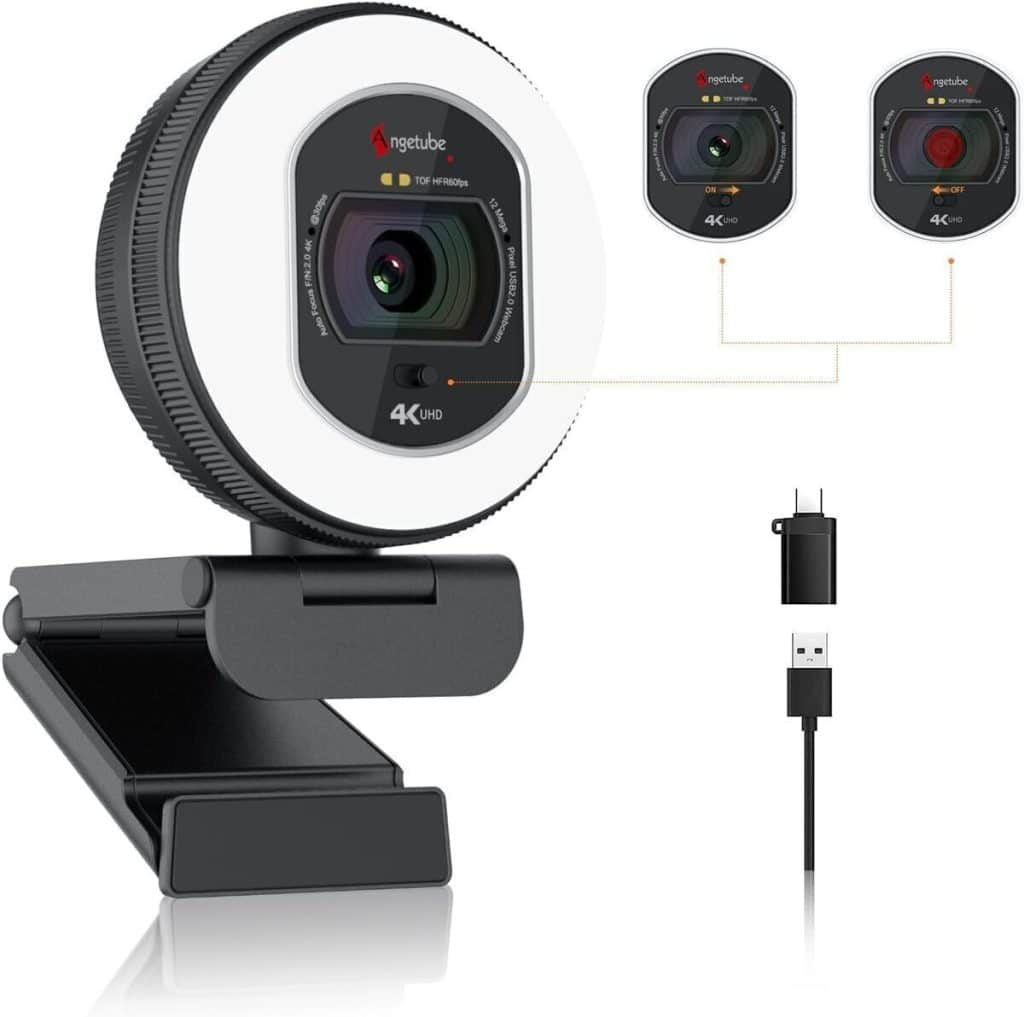 Test : webcam 4K Angetube avec lumière et double microphone AI