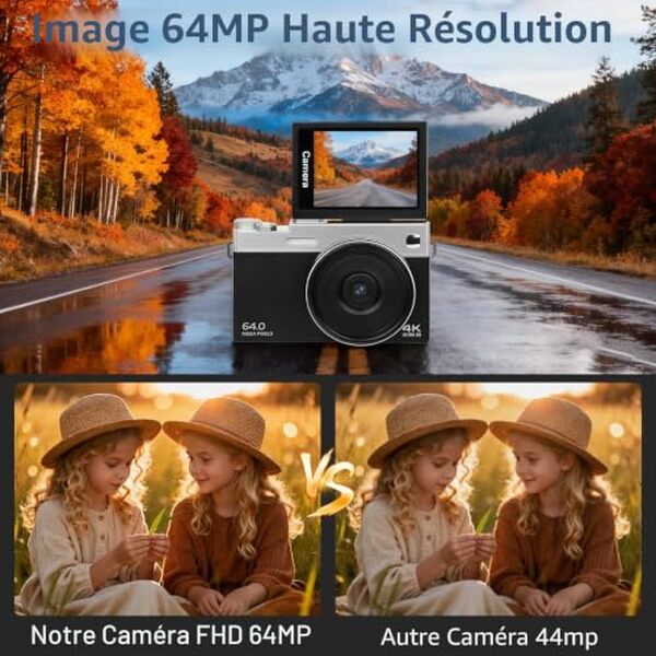 Découvrez notre test complet de cet appareil photo numérique innovant : capteur 64 MP, vidéo 4K, zoom 16X et écran tactile pliable 180°. Performances et caractéristiques détaillées.