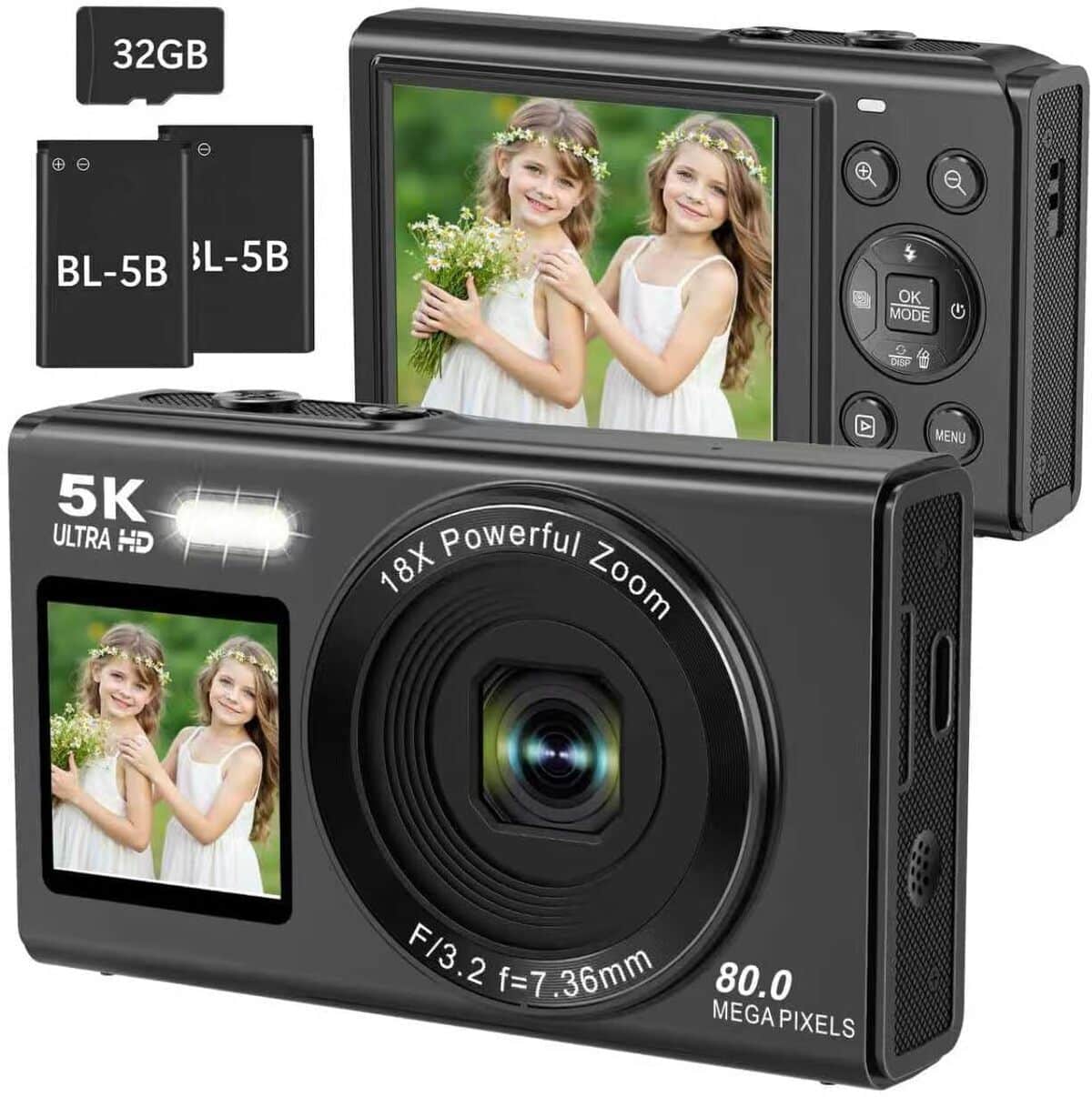 Test : appareil photo compact 5K 80 MP avec double écran et zoom 18x